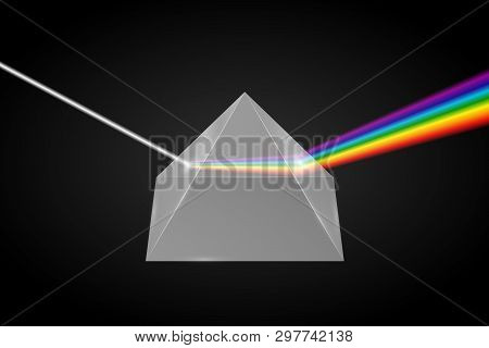 Glass Pyramid Refraction Of Light, Prism With Spectrum Effect