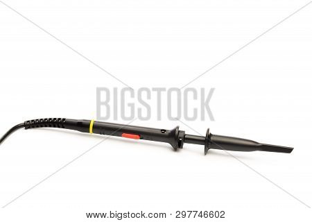 Oscilloscope Probe Isolated On White, Close Up