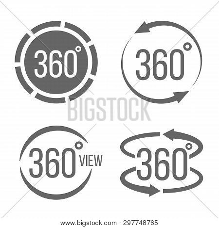 Creative Vector Illustration Of 360 Degrees View Related Sign Set Isolated On Transparent Background