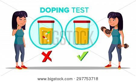 Doping, Drug Test Cartoon Banner Template. Laboratory, Lab Doping Testing Isolated Clipart. Sportswo