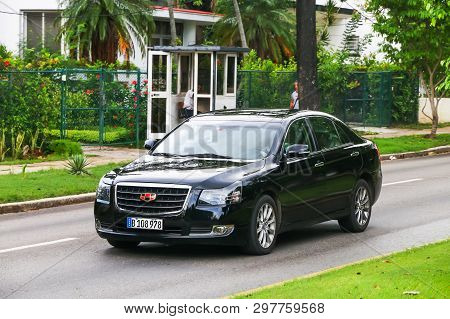 Havana, Cuba - June 6, 2017: Motor Car Geely Emgrand Ec820 In The City Street.