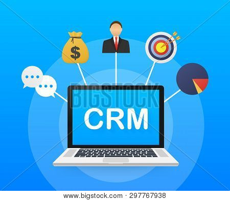 Customer Relationship Management Concept. Organization Of Data On Work With Clients, Crm Concept. Ve