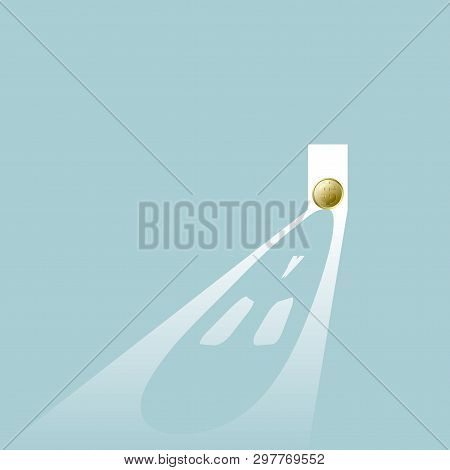 The Economic Depression Concept Design, A Dollar Coin At The Door, Projected Into The Devil's Face.