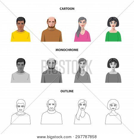 Vector Design Of Hairstyle And Profession  Icon. Set Of Hairstyle And Character  Stock Vector Illust