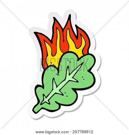 sticker of a cartoon burning eaf symbol