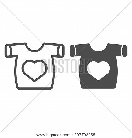 T-shirt With Heart Line And Glyph Icon. Clothes Vector Illustration Isolated On White. Secondhand Ou