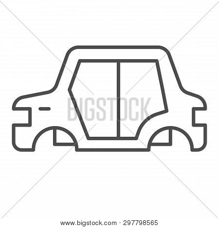 Car Body Thin Line Icon. Car Frame Vector Illustration Isolated On White. Car Part Outline Style Des
