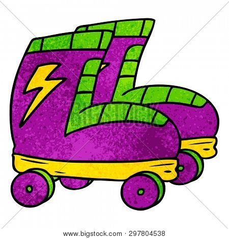 hand drawn textured cartoon doodle of roller skates