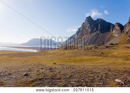 Hvalnes Lava Beach Landscape, East Iceland Landmark. Iceland Scenery
