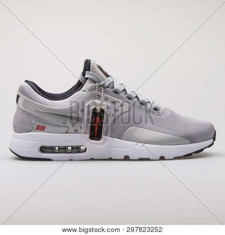 Vienna, Austria - August 7, 2017: Nike Air Max Zero Qs Grey Sneaker On White Background.