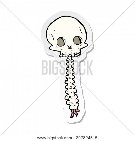 sticker of a spooky cartoon sull and spine