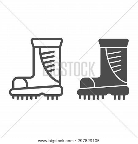 Boots Line And Glyph Icon. Working Boots Vector Illustration Isolated On White. Protective Footwear 