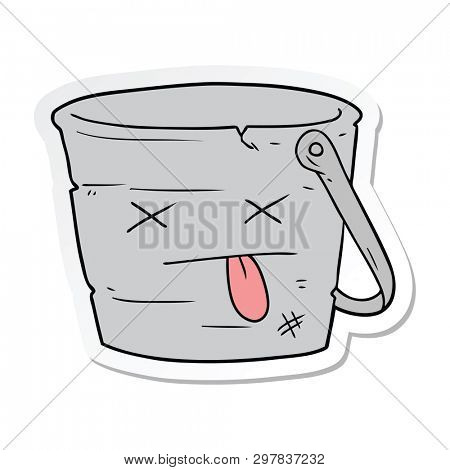 sticker of a kicked the bucket cartoon