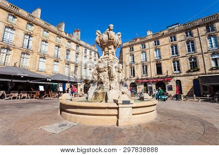 Bordeaux, France - September 17, 2018: Parliament Square In The Centre Of Bordeaux City In France