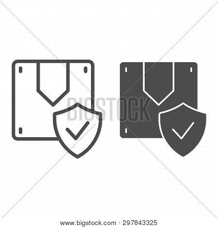 Box And Check Line And Glyph Icon. Cargo Safety Vector Illustration Isolated On White. Approved Parc
