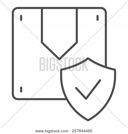 Box And Check Thin Line Icon. Cargo Safety Vector Illustration Isolated On White. Approved Parcel Ou