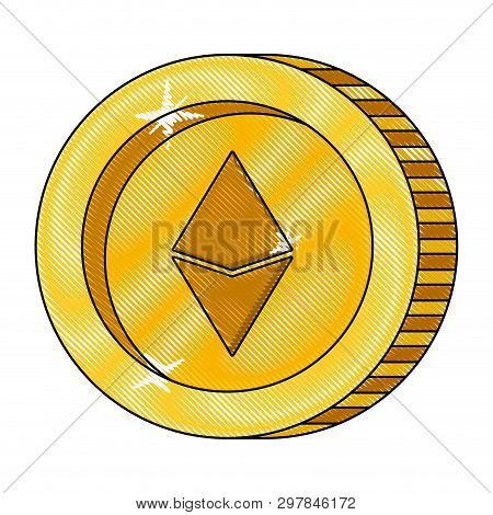 Cryptocurrency Etherum Coin Isolated Icon Vector Illustration Design