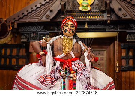Cochin, India - March 14, 2012: Kathakali Dance Show At Cochin Cultural Centre In India. Kathakali I