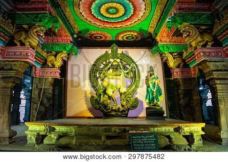 Madurai, India - March 23, 2012: The Thousand Pillar Hall Inside Meenakshi Temple, A Historic Hindu 