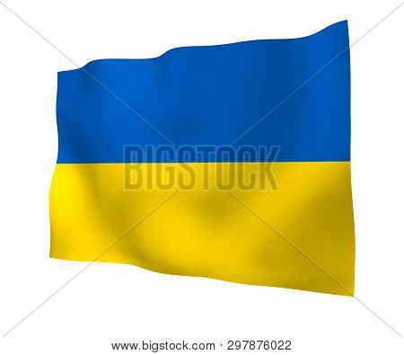 The Flag Of Ukraine On A White Background. National Flag And State Ensign. Blue And Yellow Bicolour.