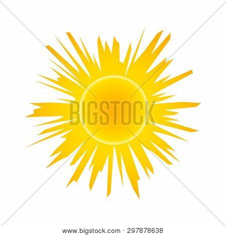 Yellow Stylized Sun On A White Background. Abstract Summer Design.