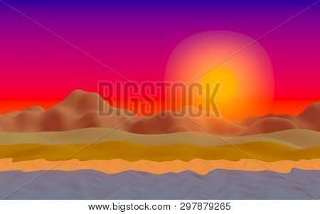 Sun Sea Beach. Sunrise. Ocean Shore Line With Waves On A Beach. Island Beach Paradise With Waves. Va