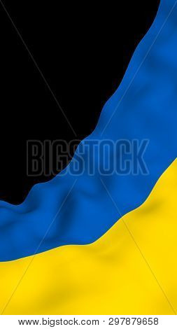 The Flag Of Ukraine On A Dark Background. National Flag And State Ensign. Blue And Yellow Bicolour. 
