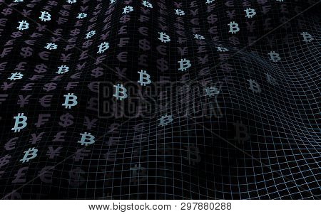 Bitcoin Background. Crypto Currency 3d Illustration. Digital Currency Symbol. Business Concept. Mini