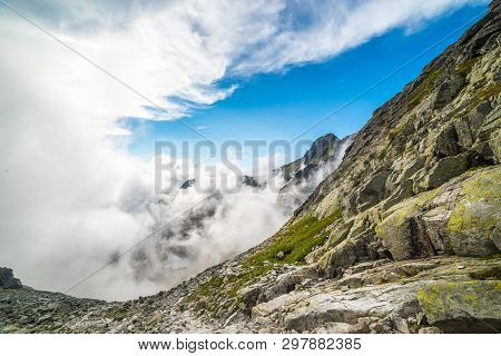 Foggy Mountains. On The Way To The Cottage Under Rysy Mountain, High Tatras, Slovakia