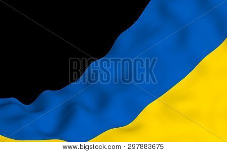 The Flag Of Ukraine On A Dark Background. National Flag And State Ensign. Blue And Yellow Bicolour. 