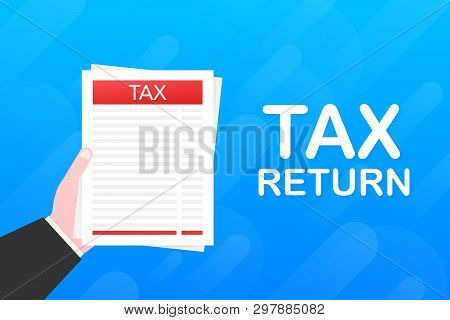 Tax Return. Government, State Taxes. Data Analysis, Financial Research, Paperwork. Vector Stock Illu