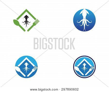 Squid Resto Icon Logo Design Vector Template