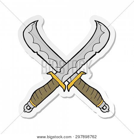 sticker of a cartoon crossed swords