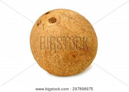 Dried Coconut On White Background.with Clipping Path.