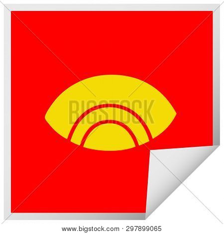 square peeling sticker cartoon of a eye looking down