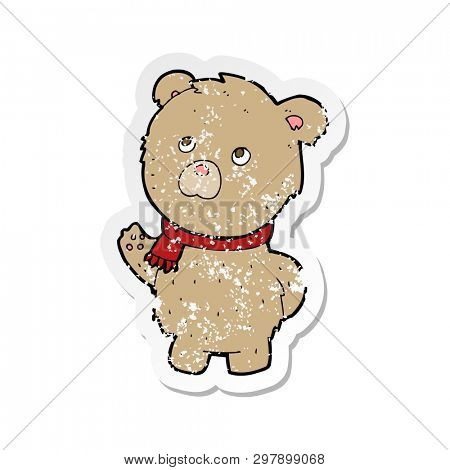 retro distressed sticker of a cartoon teddy bear
