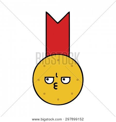 cute cartoon of a gold medal