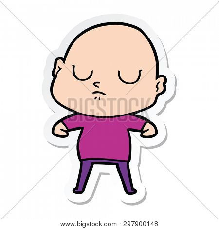 sticker of a cartoon bald man