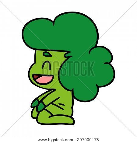 cartoon illustration of a kawaii alien girl