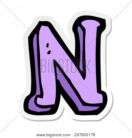 sticker of a cartoon letter N