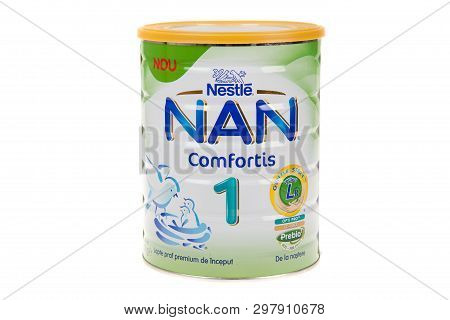 Varna, Bulgaria - February 13, 2019. Nestle Nan Comfortis 1, Isolated On White. Nan Comfortis 1 Is N