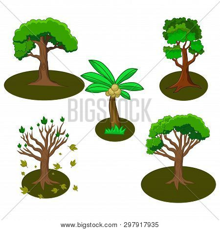 Collection Of Illustrations Of Some Trees On White Background