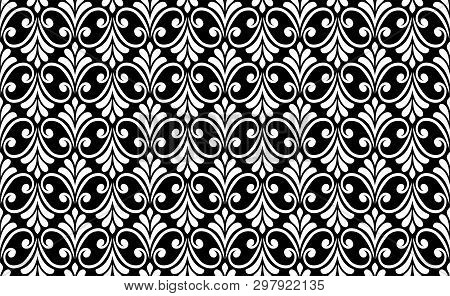 Floral Geometric Seamless Pattern. Black And White Ornament. Fabric For Ornament, Wallpaper, Packagi