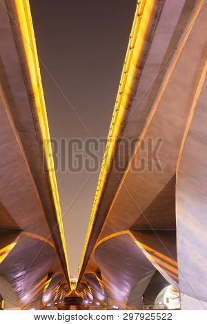 abstract photo of a bridge lines at night