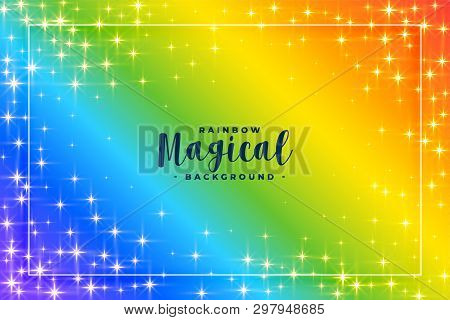 Rainbow Colors Background With Sparkles Vector Illustration