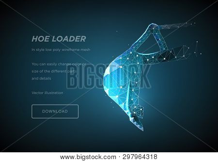 Bucket. Low Poly Wireframe Art On Dark Background. The Concept Of Construction Or Equipment For Cons