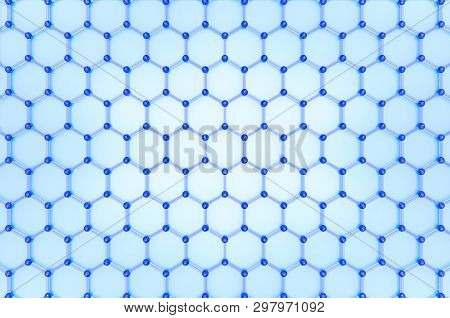 3d Rendering.modern Blue Hexgonal Relation Structure Mesh Pattern Wall Design Background.