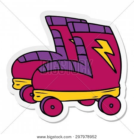 hand drawn sticker cartoon doodle of roller skates