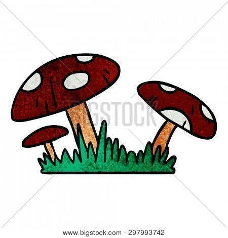 hand drawn textured cartoon doodle of a toad stool