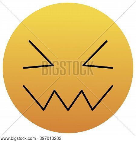 Confounded Unhappy Smile Of Emoticon. Confused Smile Icon. Yellow Emoji. Isolated Illustration On Wh